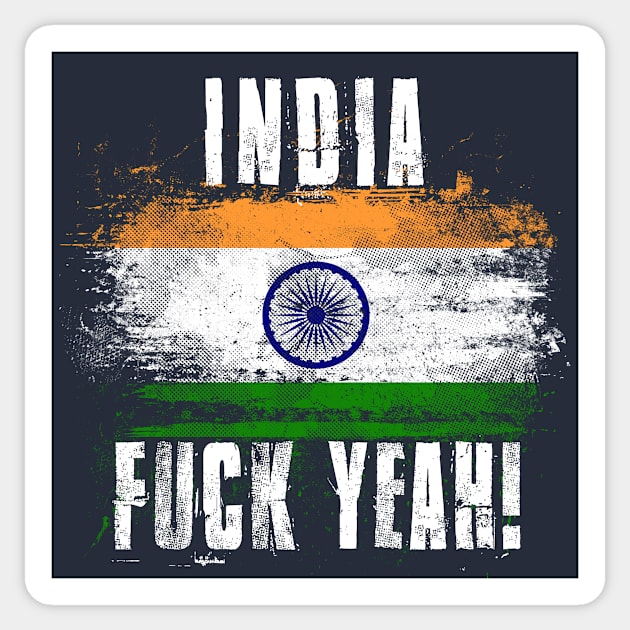 India Fuck Yeah! Wartorn Distressed Flag Sticker by Family Heritage Gifts